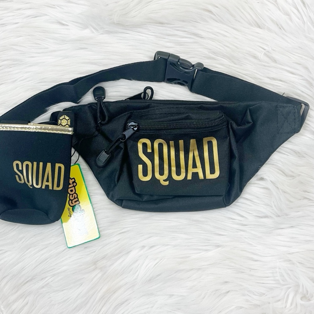 Tipsy Elves Squad Fanny Pack in black color with a drink holder